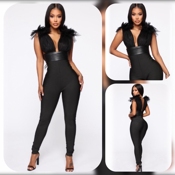Fashion Nova Pants - BRAND NEW/ Tulle Top Bandage Jumpsuit
